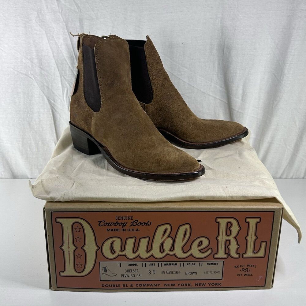 Double RL RRL Ralph Lauren Chelsea Plainview Ankle Boots Brown Leather Men’s‎ 8D